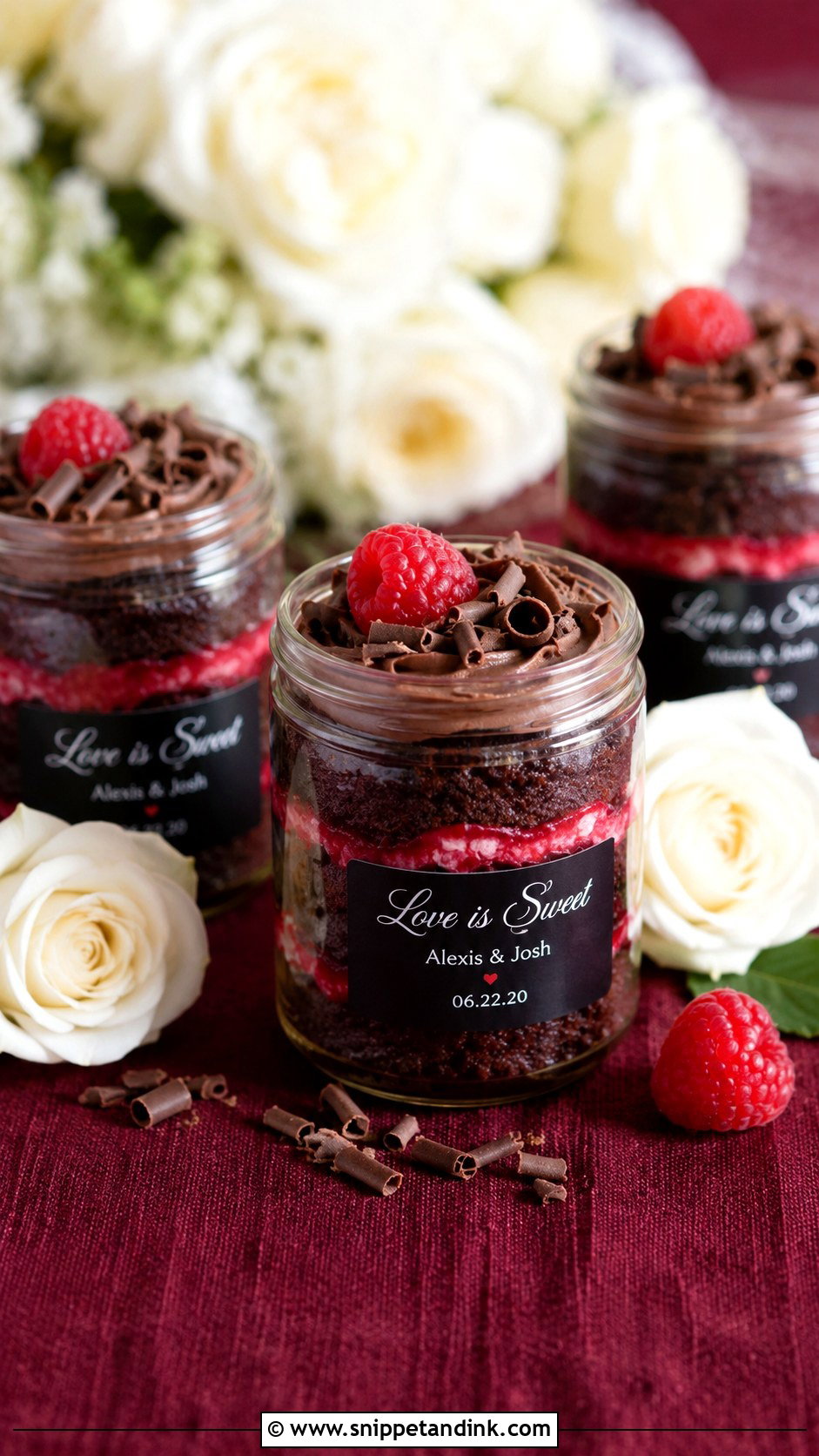 Chocolate Raspberry Wedding Cake Jars - Snippet and Ink - 30 Wedding Cake Jars