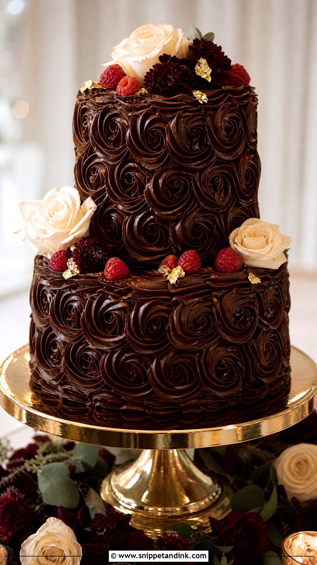 Chocolate Rosette Wedding Cake - Snippet and Ink - 30 Rosette Cake Ideas for Wedding