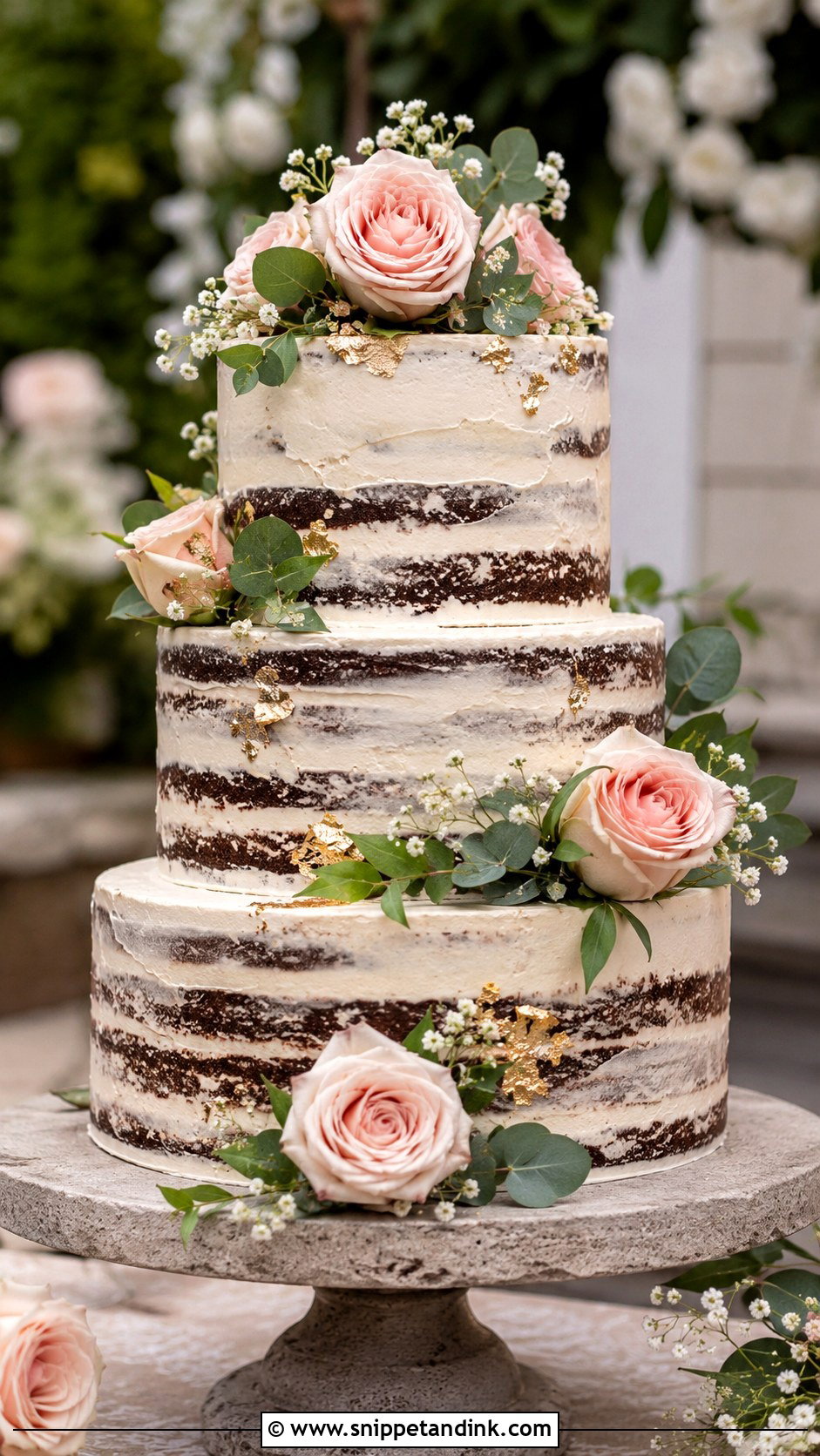 Chocolate Semi Naked Wedding Cake - Snippet and Ink - 20 Chocolate Cake Design Ideas for Wedding