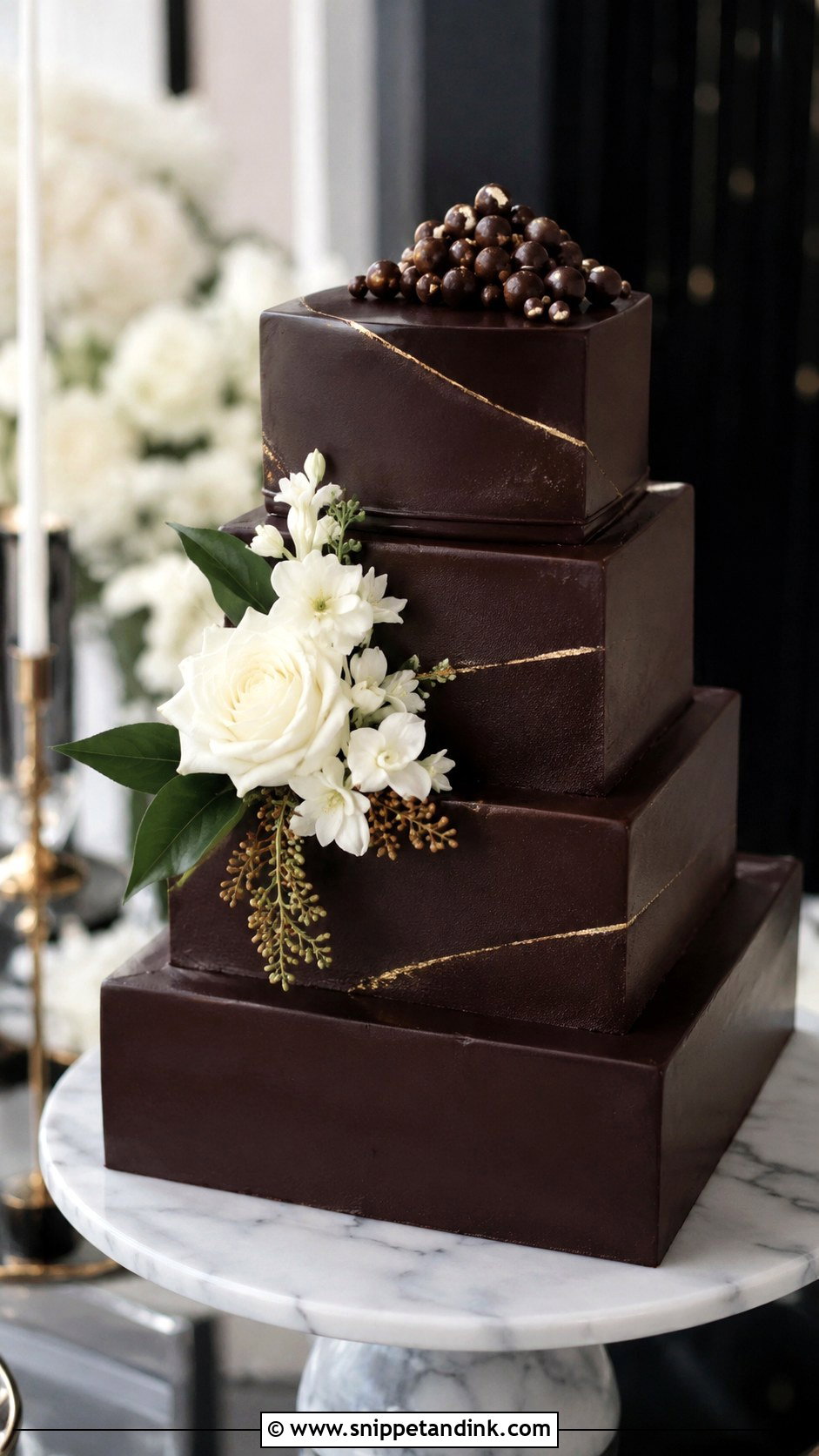 Chocolate Square Wedding Cake - Snippet and Ink - 20 Chocolate Cake Design Ideas for Wedding