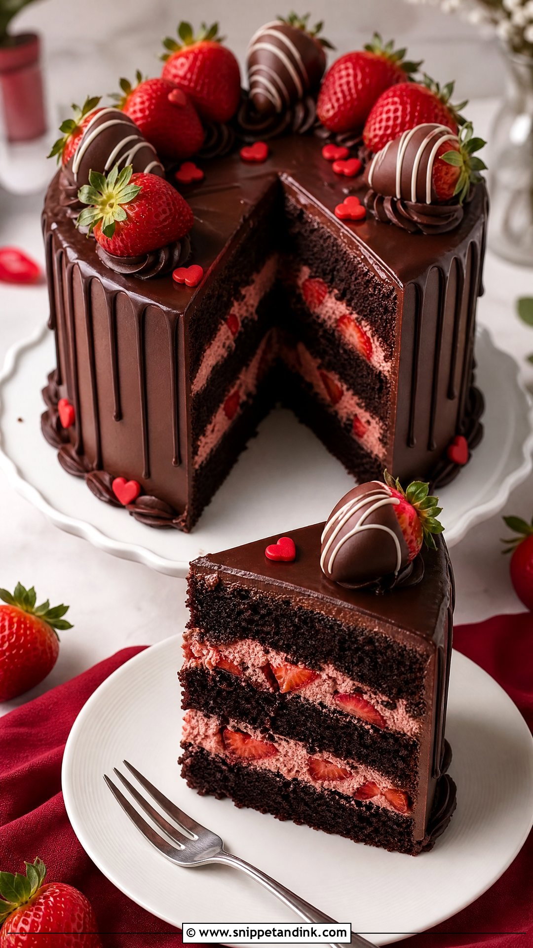 Chocolate Strawberry Anniversary Cake - Snippet and Ink - 25 Love Anniversary Cake Ideas