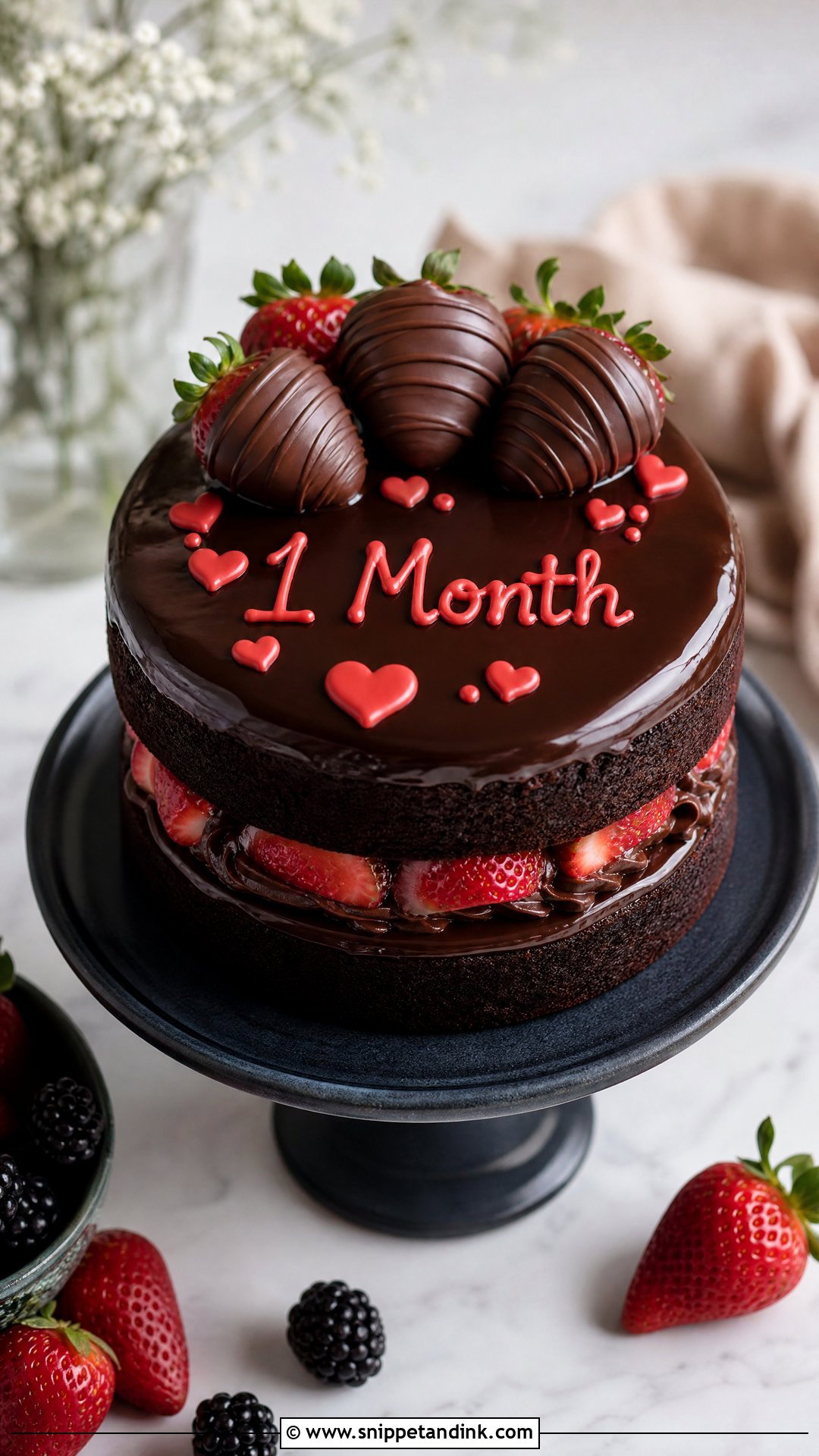 Chocolate Strawberry Anniversary Cake - Snippet and Ink - 25 1 Month Anniversary Cake Ideas
