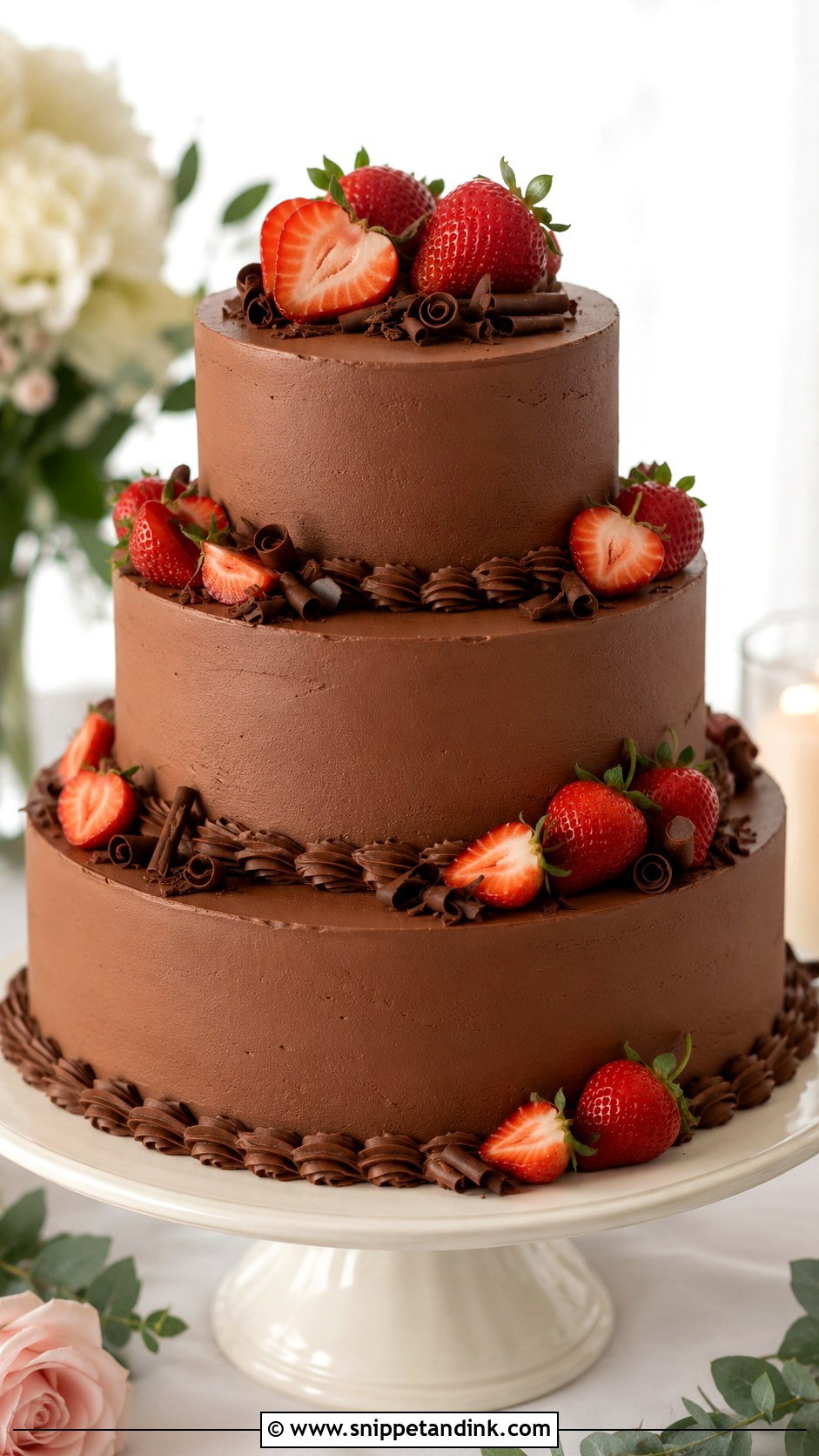 Chocolate Strawberry Buttercream Wedding Cake - Snippet and Ink - 25 Chocolate Strawberry Wedding Cake Ideas