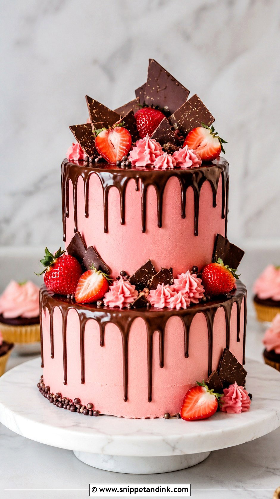 Chocolate Strawberry Drip Wedding Cake - Snippet and Ink - 25 Chocolate Strawberry Wedding Cake Ideas