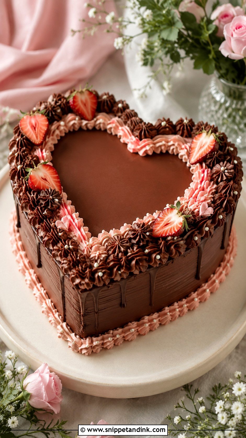 Chocolate Strawberry Heart Wedding Cake - Snippet and Ink - 25 Chocolate Strawberry Wedding Cake Ideas