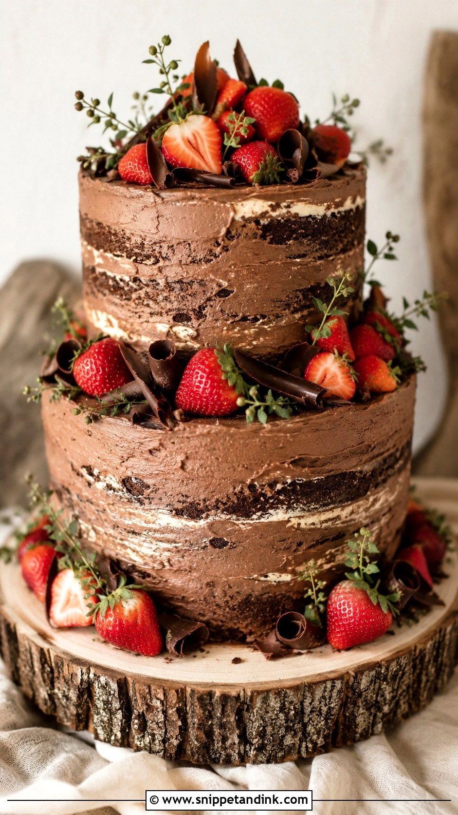 Chocolate Strawberry Rustic Wedding Cake - Snippet and Ink - 25 Chocolate Strawberry Wedding Cake Ideas