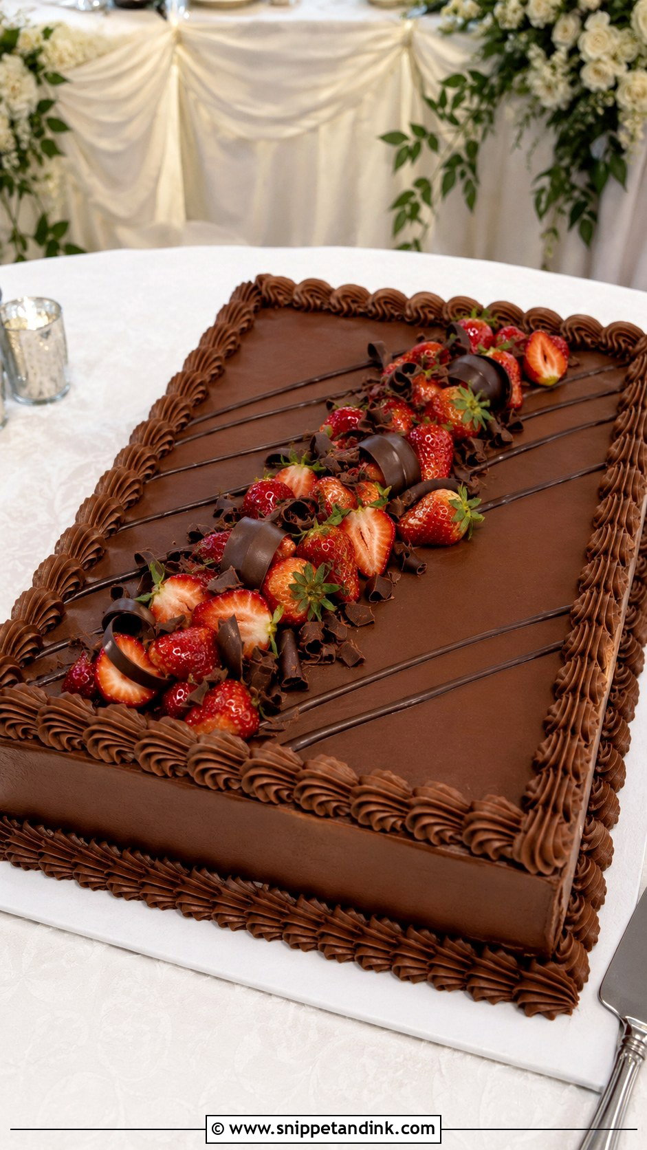 Chocolate Strawberry Sheet Wedding Cake - Snippet and Ink - 25 Chocolate Strawberry Wedding Cake Ideas