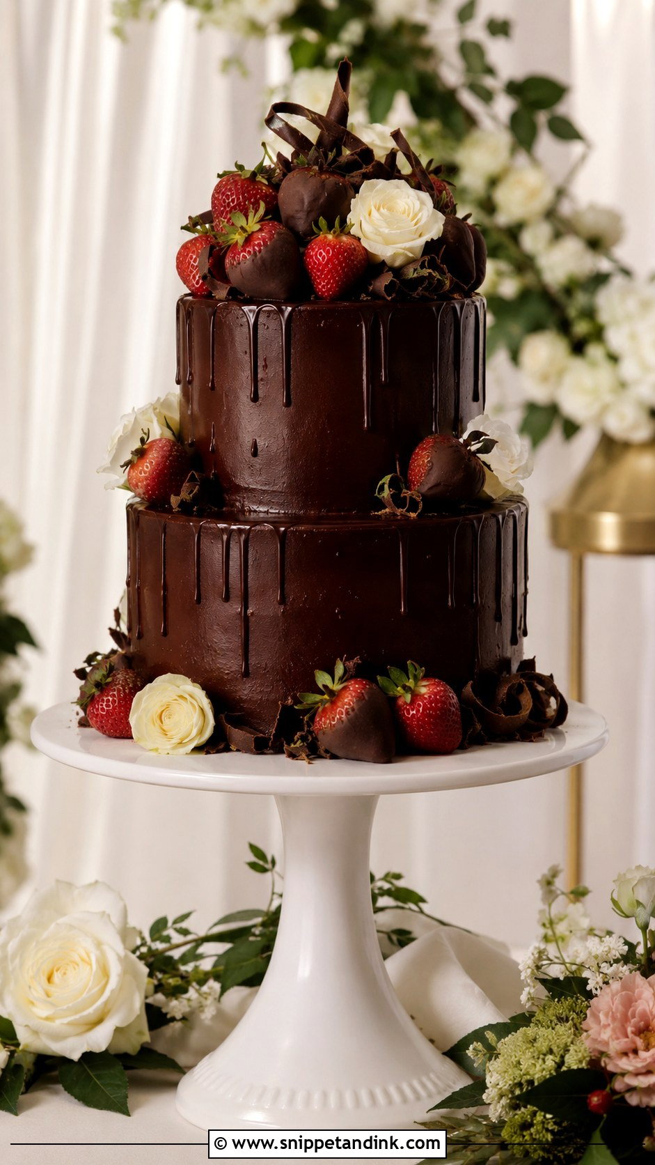 Chocolate Strawberry Wedding Cake - Snippet and Ink - 20 Chocolate Cake Design Ideas for Wedding