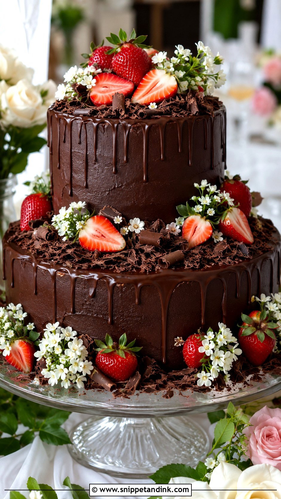 Chocolate Strawberry Wedding Cake - Snippet and Ink - 20 Chocolate Wedding Cake Ideas