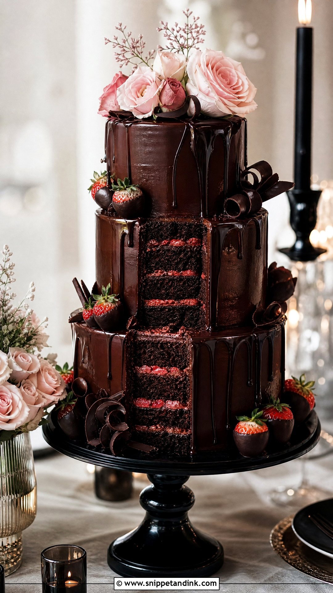 Chocolate Strawberry Wedding Cake - Snippet and Ink - 20 Strawberry Wedding Cake Ideas