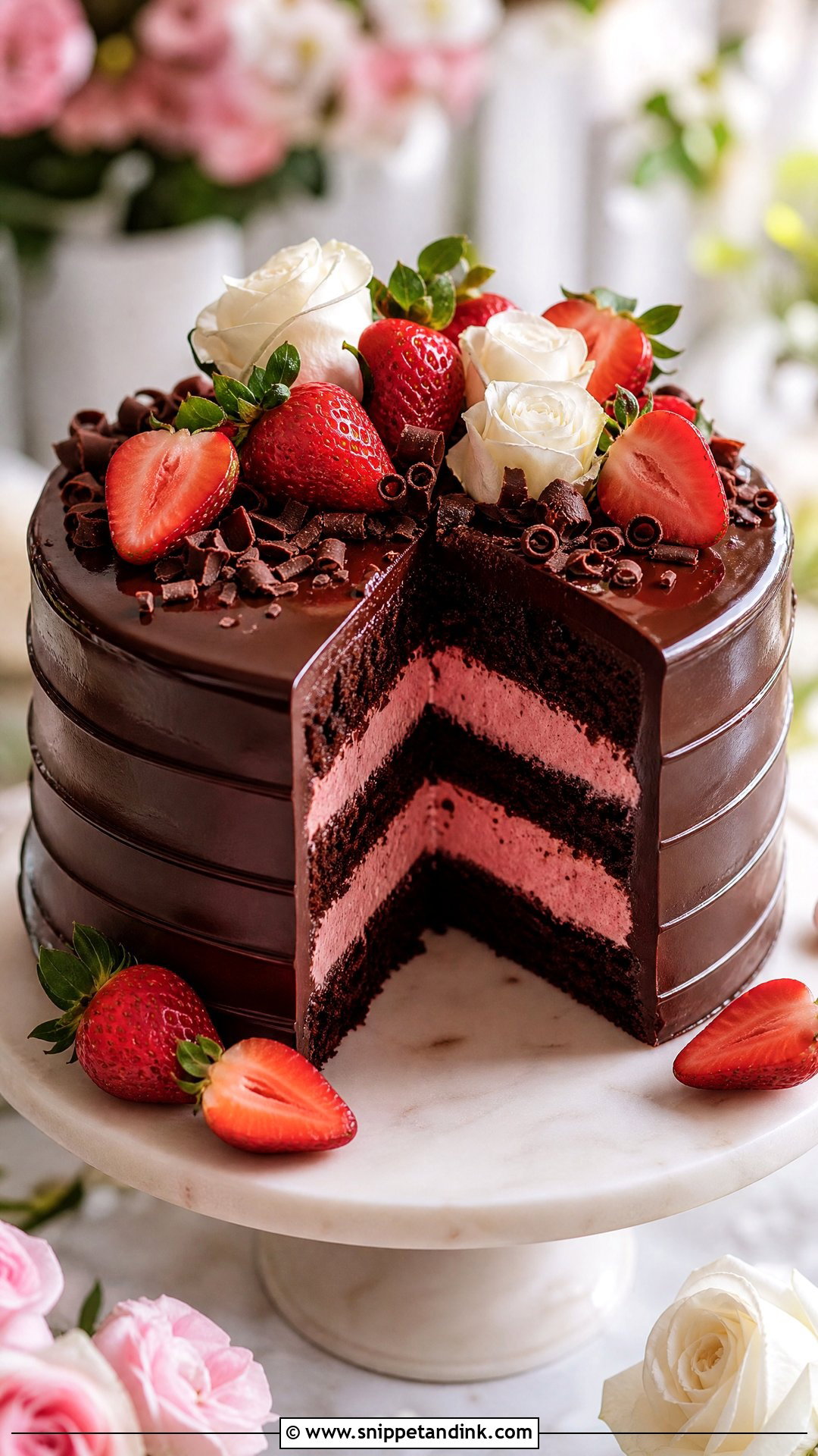 Chocolate Strawberry Wedding Cake - Snippet and Ink - 25 Chocolate Wedding Cake Ideas
