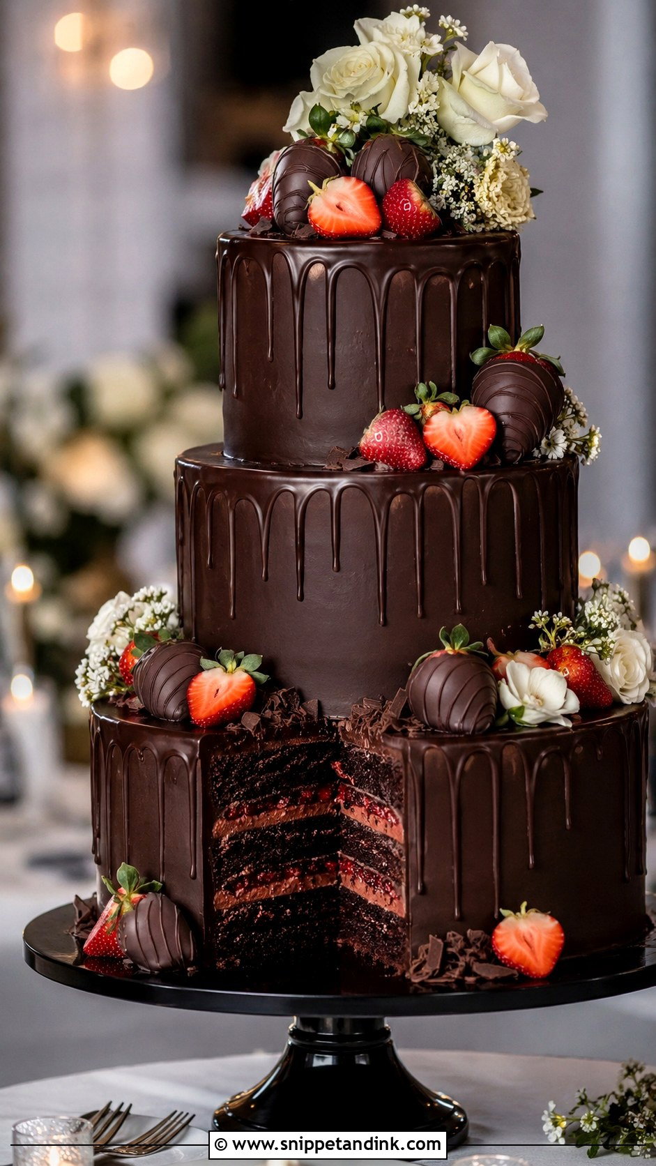 Chocolate Strawberry Wedding Cake - Snippet and Ink - 20 Best Strawberry Cake Ideas for Wedding