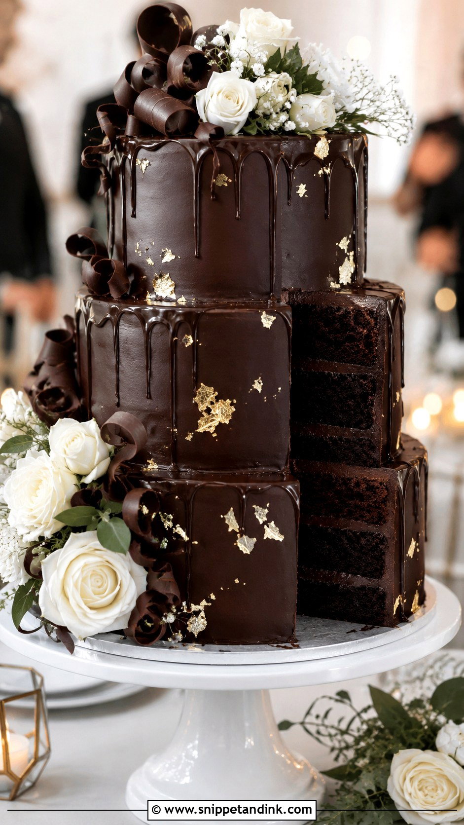 Chocolate Tiered Wedding Cake - Snippet and Ink - 30 Tiered Wedding Cakes