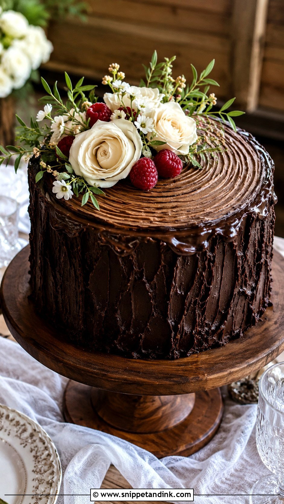 Chocolate Tree Stump Wedding Cake - Snippet and Ink - 20 Tree Stump Cake Ideas for Wedding