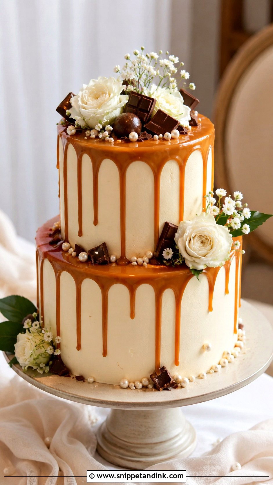 Chocolate Vanilla Caramel Wedding Cake - Snippet and Ink - 25 Chocolate Vanilla Wedding Cake Ideas