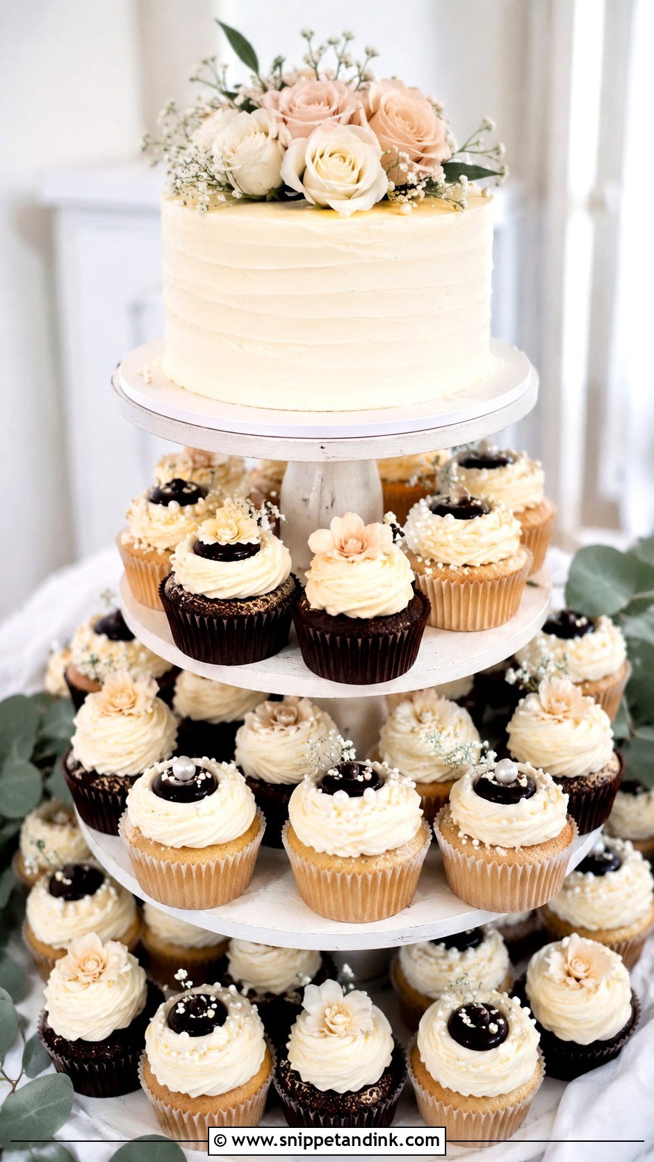 Chocolate Vanilla Cupcake Wedding Cake - Snippet and Ink - 25 Chocolate Vanilla Wedding Cake Ideas