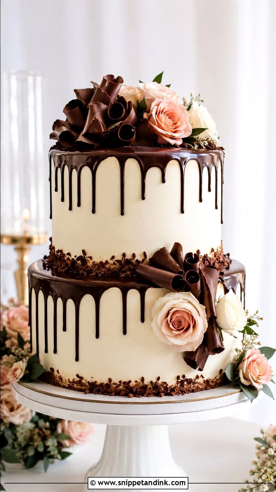 Chocolate Vanilla Drip Wedding Cake - Snippet and Ink - 25 Chocolate Vanilla Wedding Cake Ideas