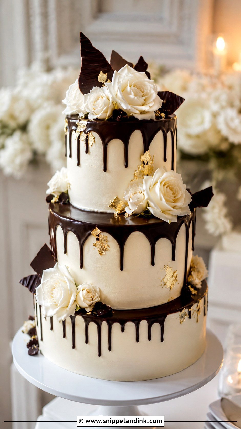 Chocolate Vanilla Ganache Wedding Cake - Snippet and Ink - 25 Chocolate Vanilla Wedding Cake Ideas