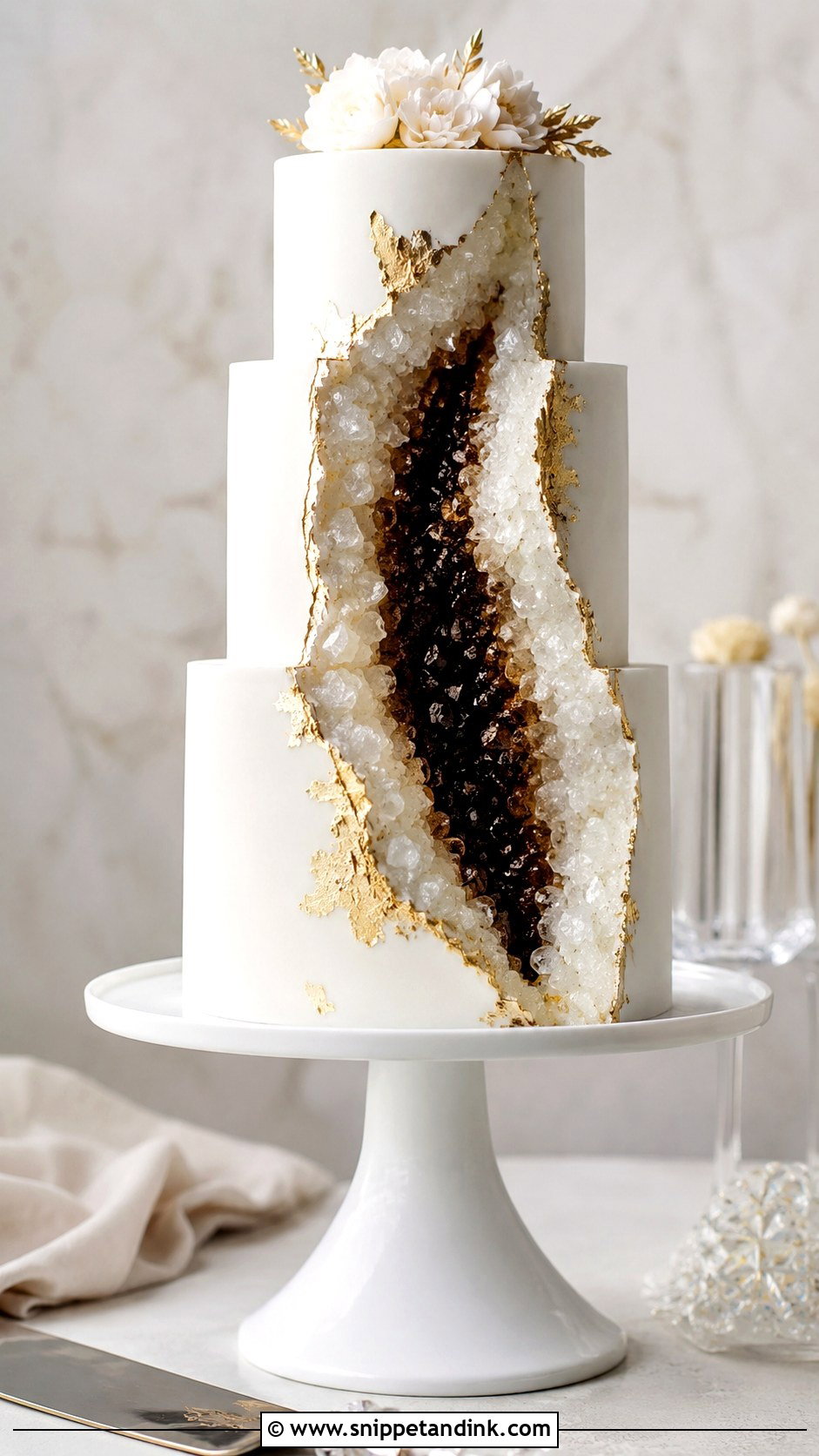 Chocolate Vanilla Geode Wedding Cake - Snippet and Ink - 25 Chocolate Vanilla Wedding Cake Ideas