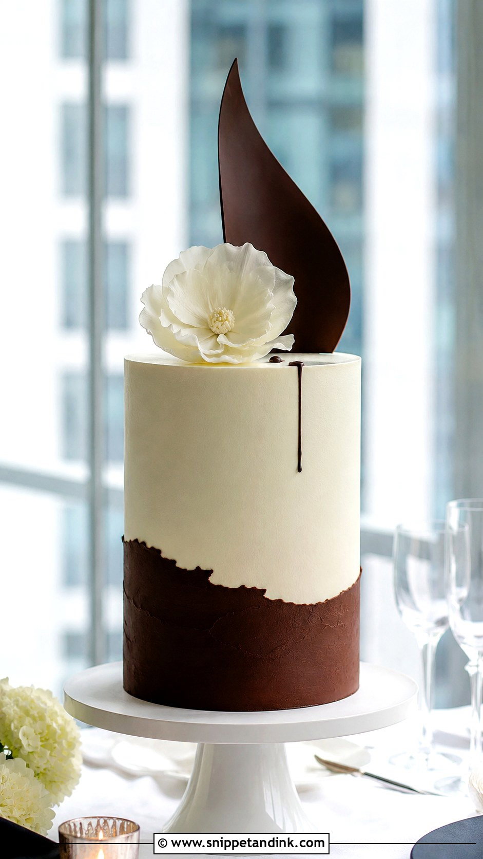 Chocolate Vanilla Modern Wedding Cake - Snippet and Ink - 25 Chocolate Vanilla Wedding Cake Ideas