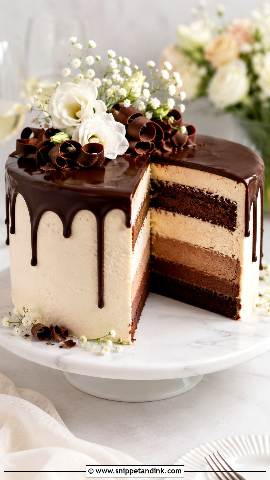 Chocolate Vanilla Mousse Wedding Cake - Snippet and Ink - 25 Chocolate Vanilla Wedding Cake Ideas
