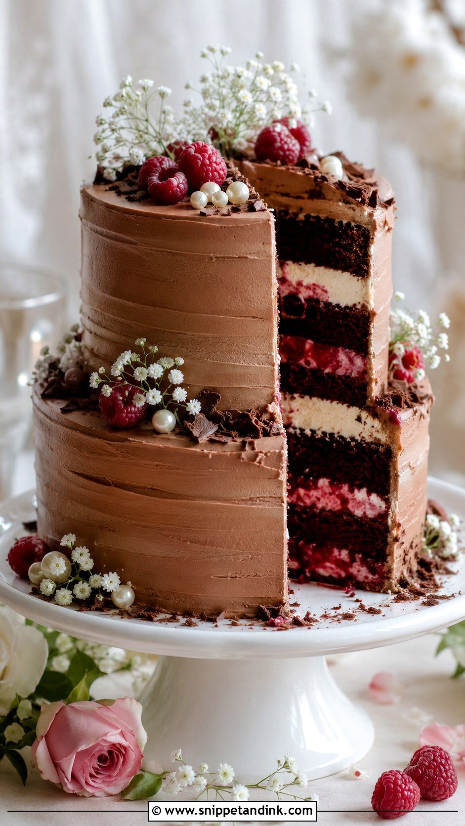 Chocolate Vanilla Raspberry Wedding Cake - Snippet and Ink - 25 Chocolate Vanilla Wedding Cake Ideas