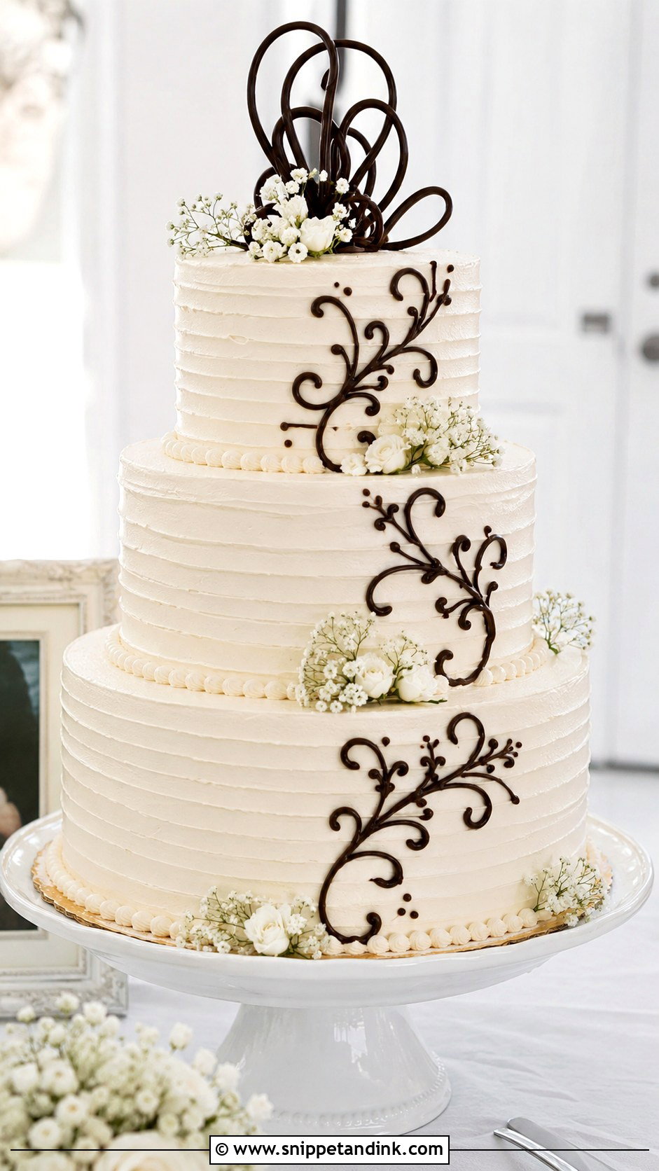 Chocolate Vanilla Rose Wedding Cake - Snippet and Ink - 25 Chocolate Vanilla Wedding Cake Ideas