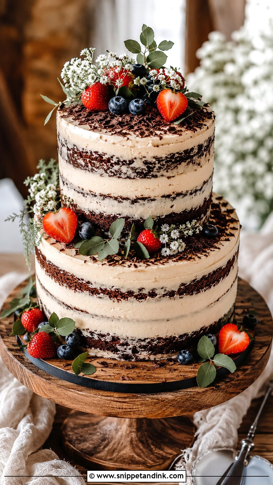 Chocolate Vanilla Rustic Wedding Cake - Snippet and Ink - 25 Chocolate Vanilla Wedding Cake Ideas