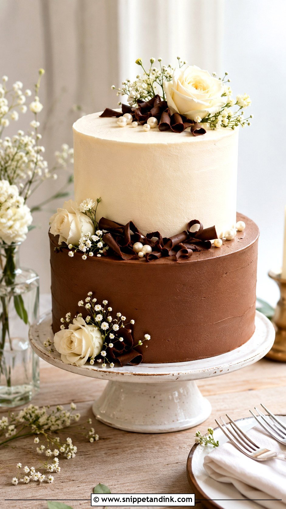 Chocolate Vanilla Small Wedding Cake - Snippet and Ink - 25 Chocolate Vanilla Wedding Cake Ideas