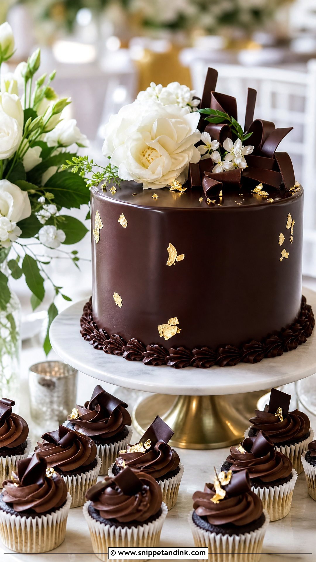 Chocolate Wedding Cake With Cupcakes - Snippet and Ink - 20 Wedding Cake with Cupcakes