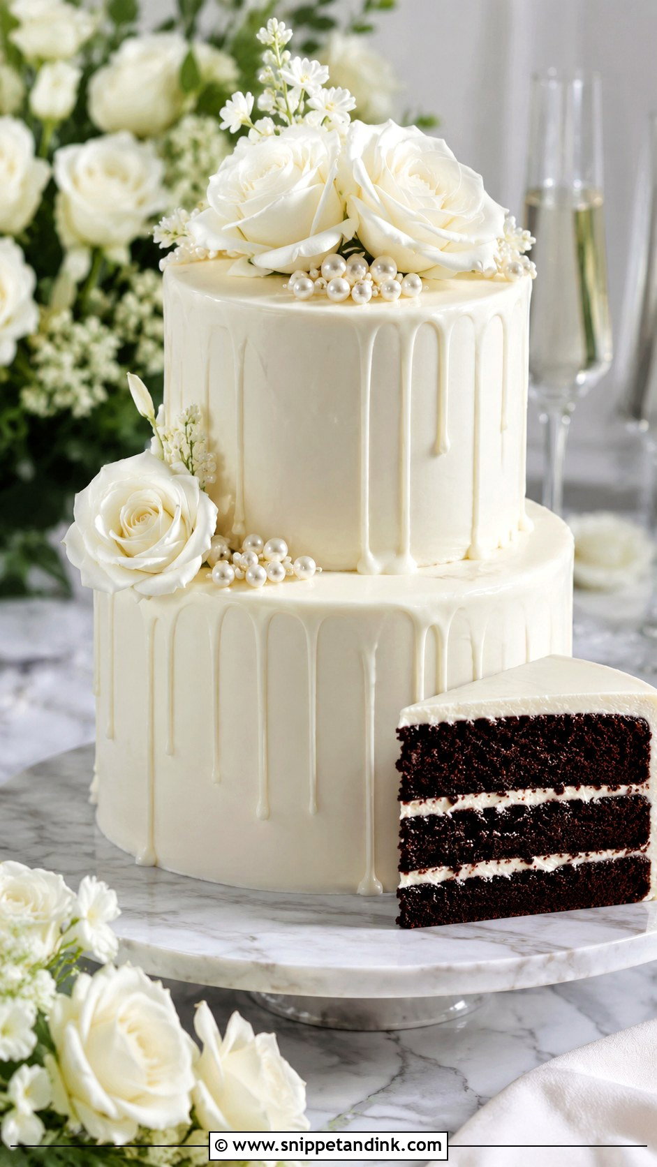 Chocolate Wedding Cake With White Chocolate Ganache - Snippet and Ink - 20 Chocolate Wedding Cake Ideas with White Icing