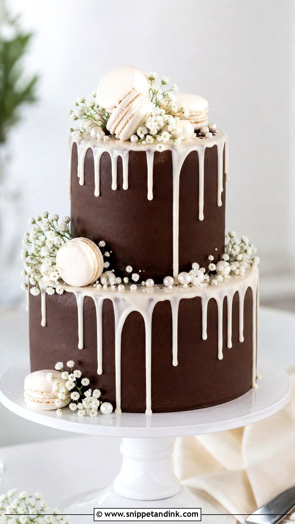 Chocolate Wedding Cake With White Drip - Snippet and Ink - 20 Chocolate Wedding Cake Ideas with White Icing