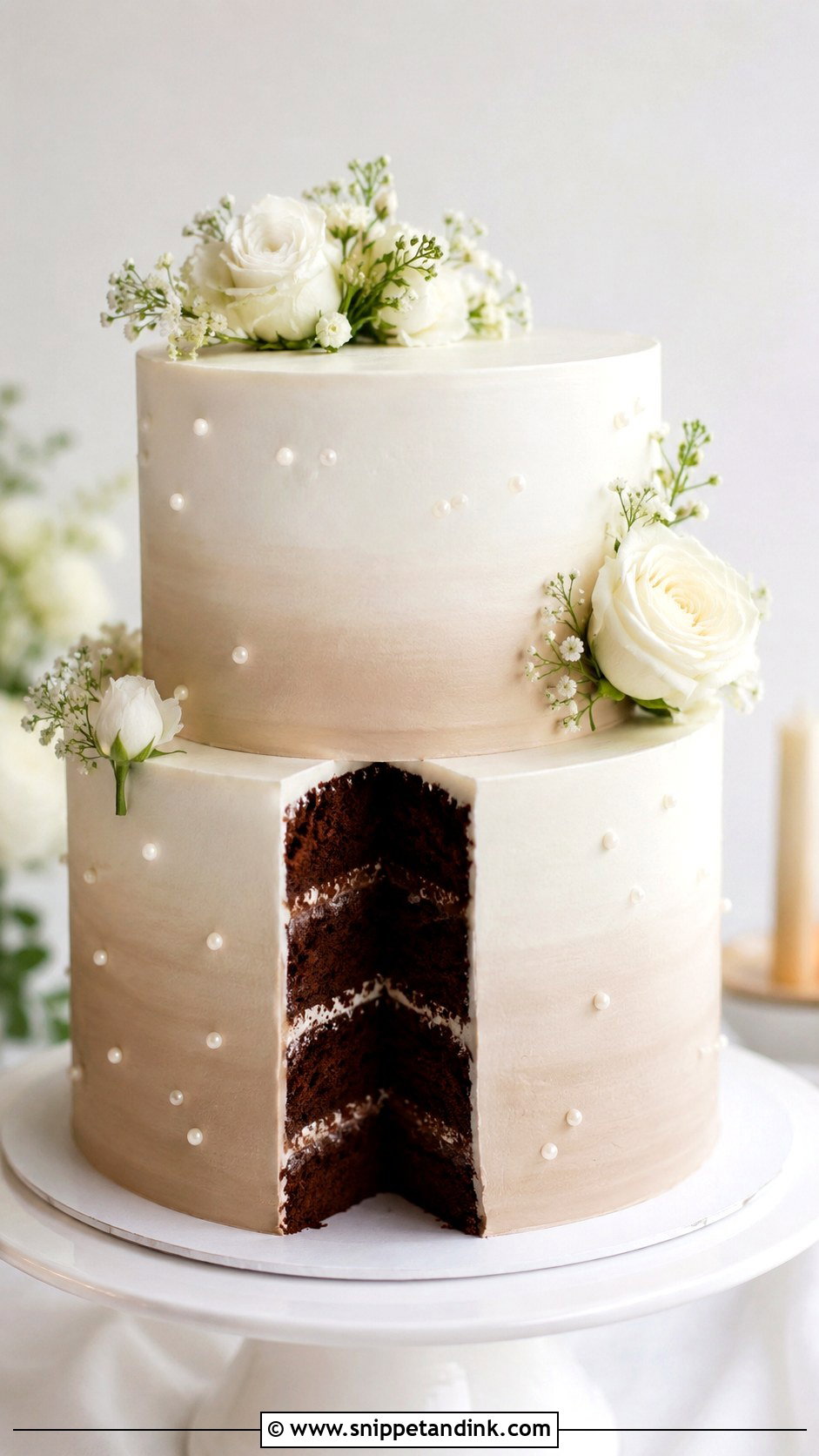 Chocolate Wedding Cake With White Ombre Icing - Snippet and Ink - 20 Chocolate Wedding Cake Ideas with White Icing