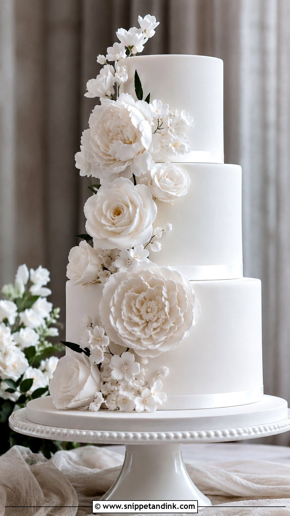 Chocolate Wedding Cake With White Sugar Flowers - Snippet and Ink - 20 Chocolate Wedding Cake Ideas with White Icing
