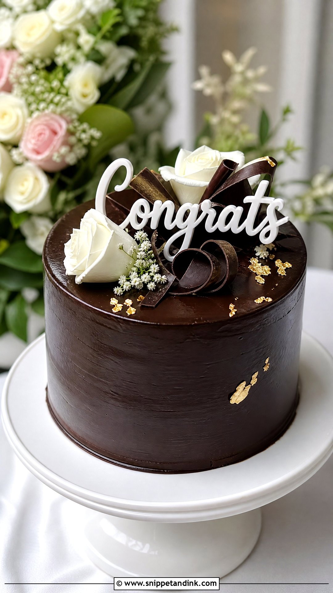 Chocolate Wedding Congrats Cake - Snippet and Ink - 30 Congrats Cake Ideas for Wedding