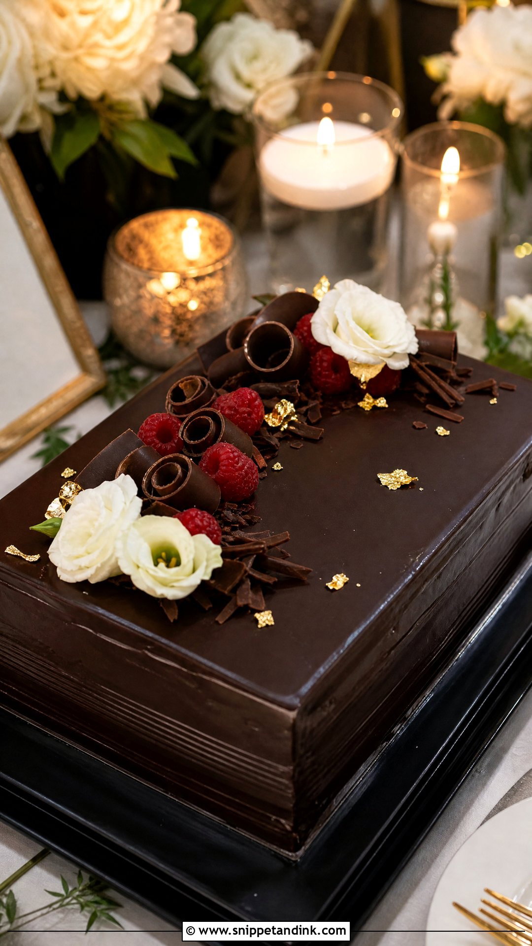 Chocolate Wedding Sheet Cake - Snippet and Ink - 20 Wedding Sheet Cake Ideas