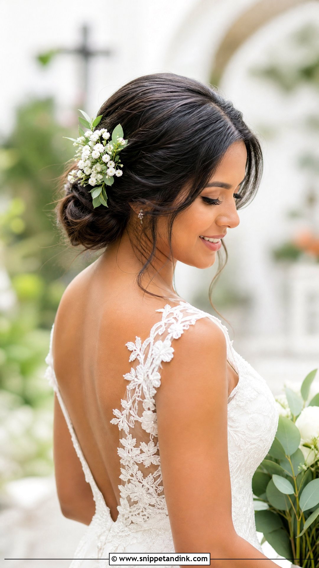 Christian Bridal Bun With Flowers - Snippet and Ink - 15 Christian Bridal Bun Hairstyle Ideas