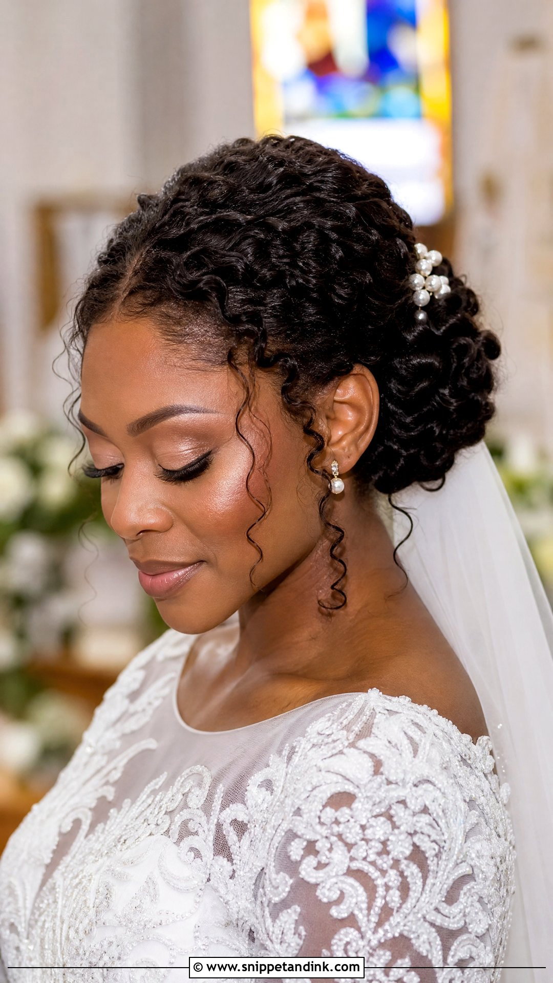 Christian Bridal Curly Bun - Snippet and Ink - 15 Christian Bridal Bun Hairstyle Ideas
