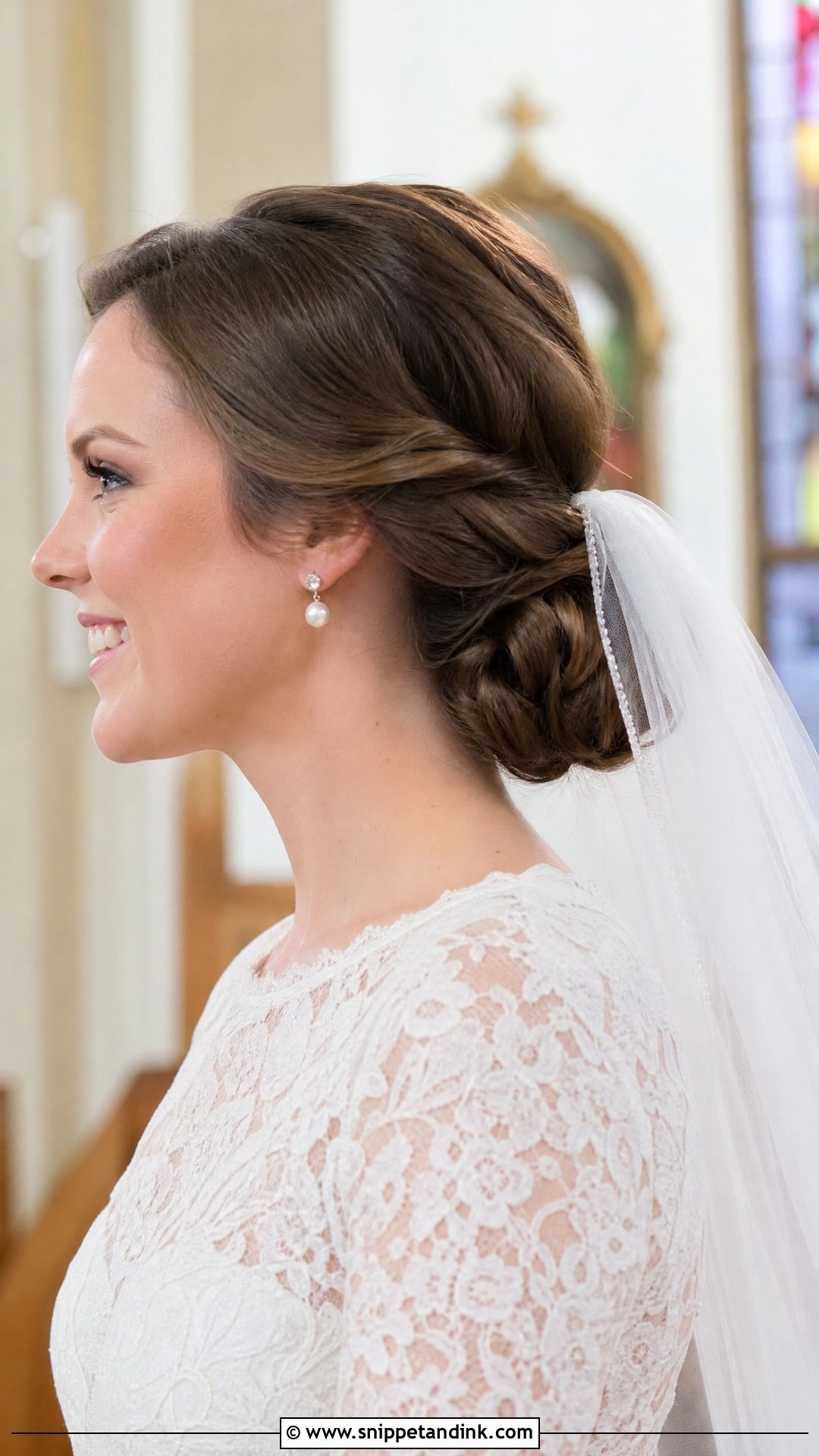 Christian Bridal Low Bun With Veil - Snippet and Ink - 15 Christian Bridal Bun Hairstyle Ideas