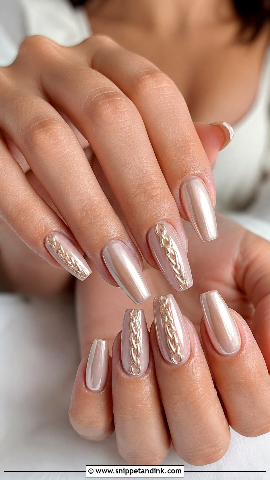 Chrome Braid Wedding Nails - Snippet and Ink - 20 Braid Wedding Nails