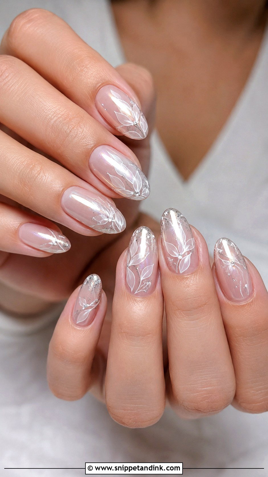 Chrome Floral Wedding Nails - Snippet and Ink - 20 Wedding Nails Flowers