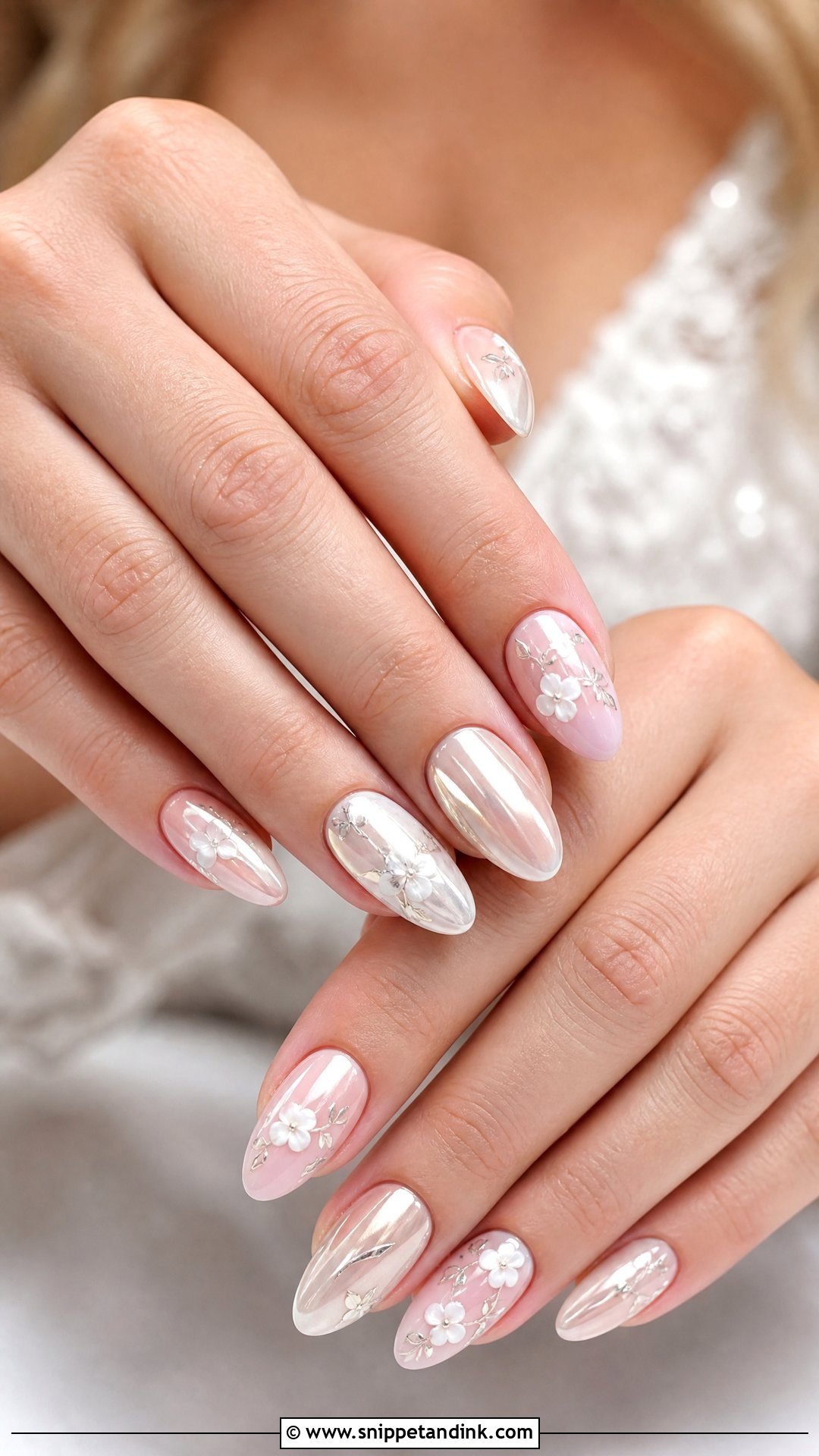 Chrome Floral Wedding Nails - Snippet and Ink - 25 Floral Wedding Nails