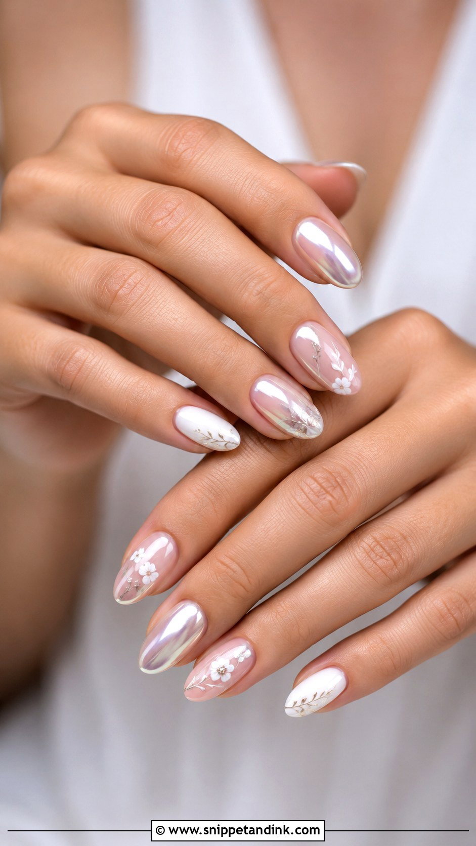 Chrome Floral Wedding Nails - Snippet and Ink - 20 Floral Wedding Nails for Bride