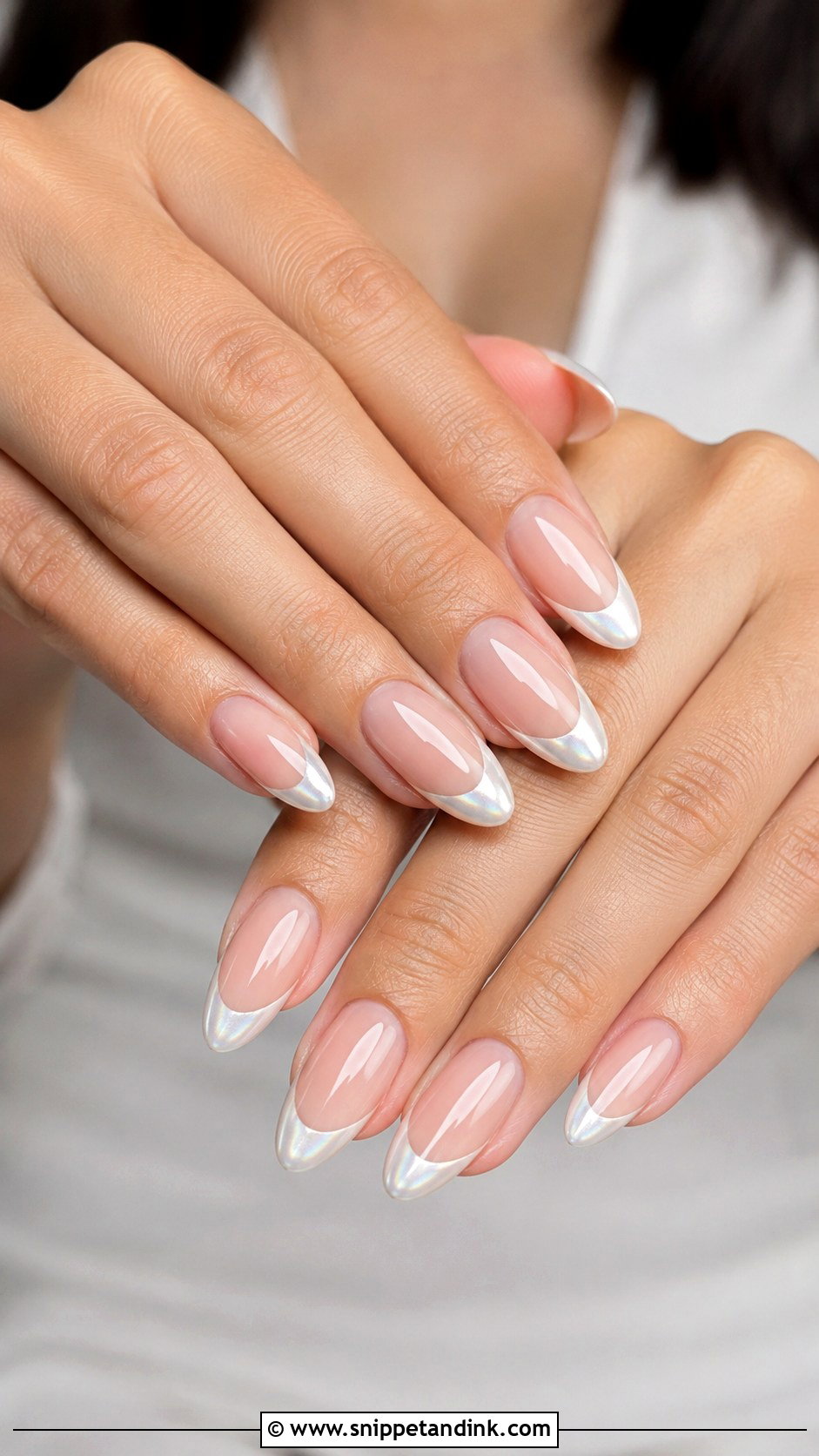 Chrome French Bridal Nail Extensions - Snippet and Ink - 30 Bridal Nail Extension Designs