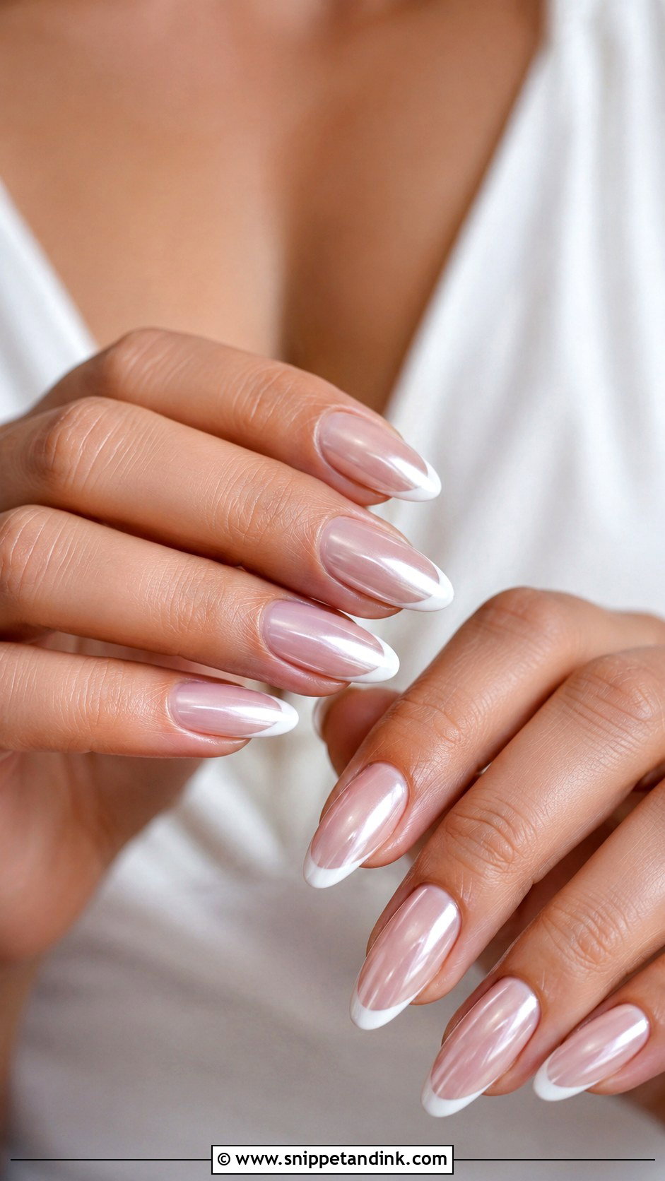 Chrome French Bridal Nails - Snippet and Ink - 20 Classic Bridal Nails