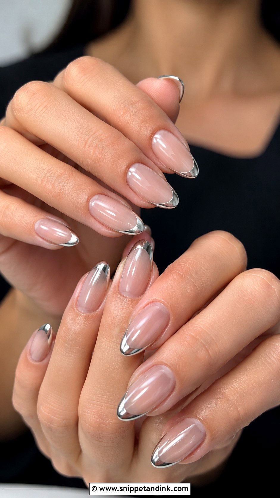 Chrome French Engagement Nails - Snippet and Ink - 30 Nails for Engagement