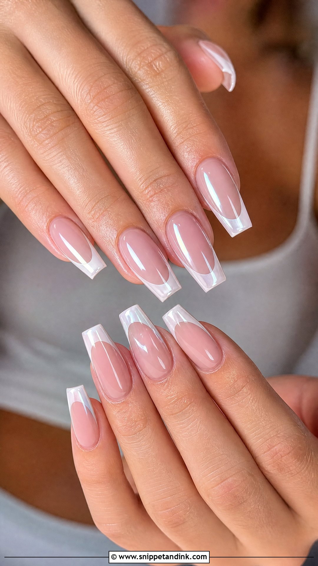 Chrome French Tip Coffin Wedding Nails - Snippet and Ink - 25 Coffin Wedding Nails