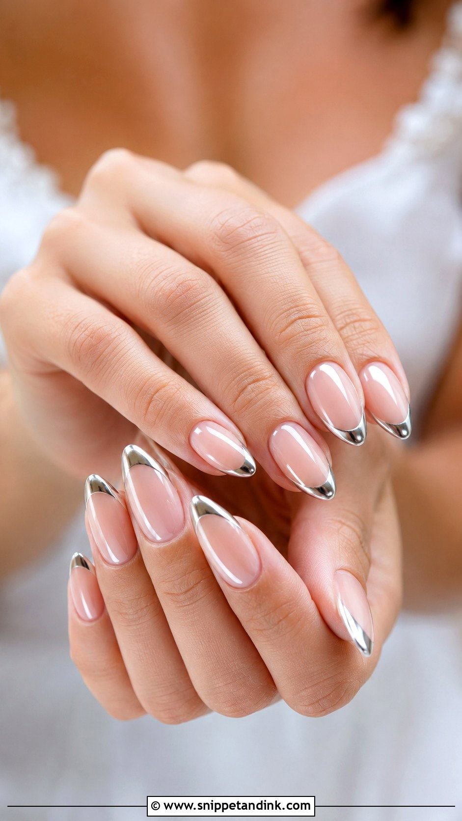 Chrome French Tip Wedding Nails - Snippet and Ink - 20 Chrome Nails for Wedding