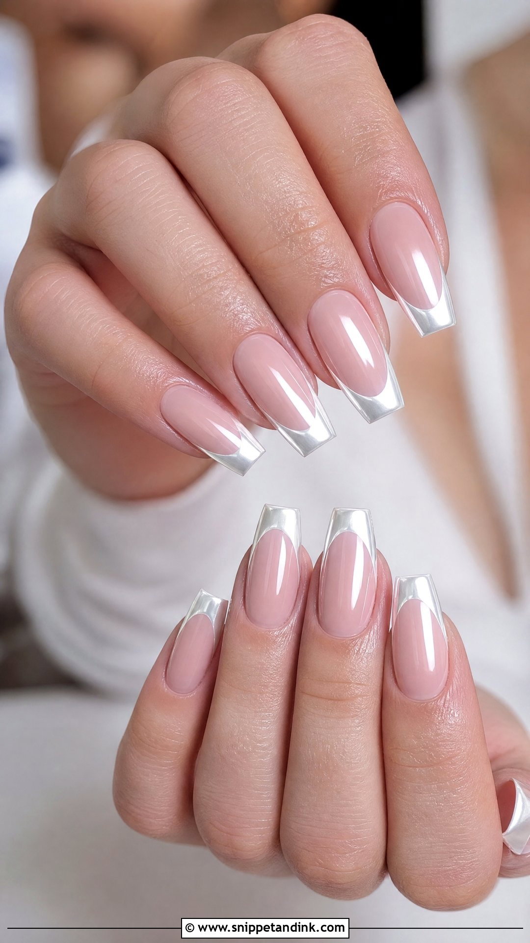 Chrome French Wedding Nails - Snippet and Ink - 25 French Wedding Nails