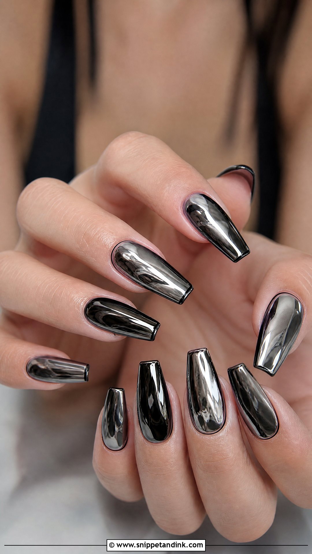 Chrome Goth Wedding Nails - Snippet and Ink - 25 Goth Wedding Nails